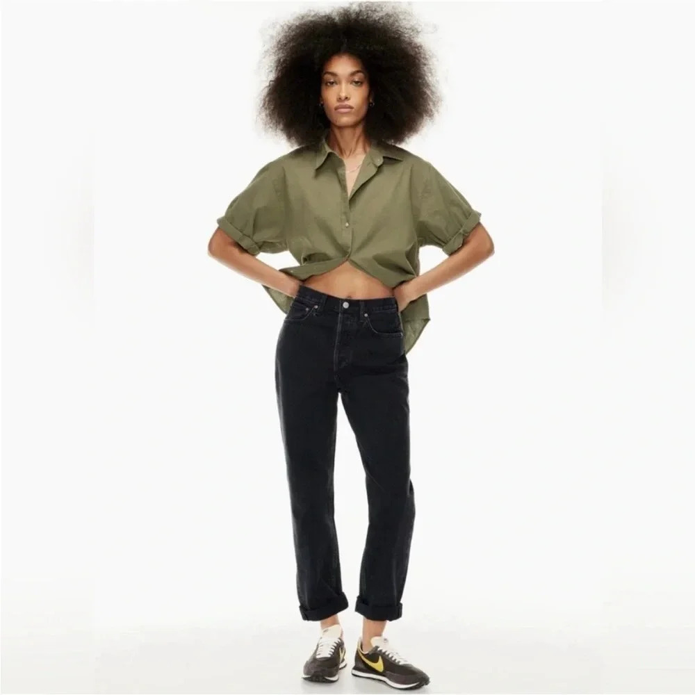 Aritzia Denim Forum The BF High Rise Loose 28L Jean in Black Eyeliner Size 25